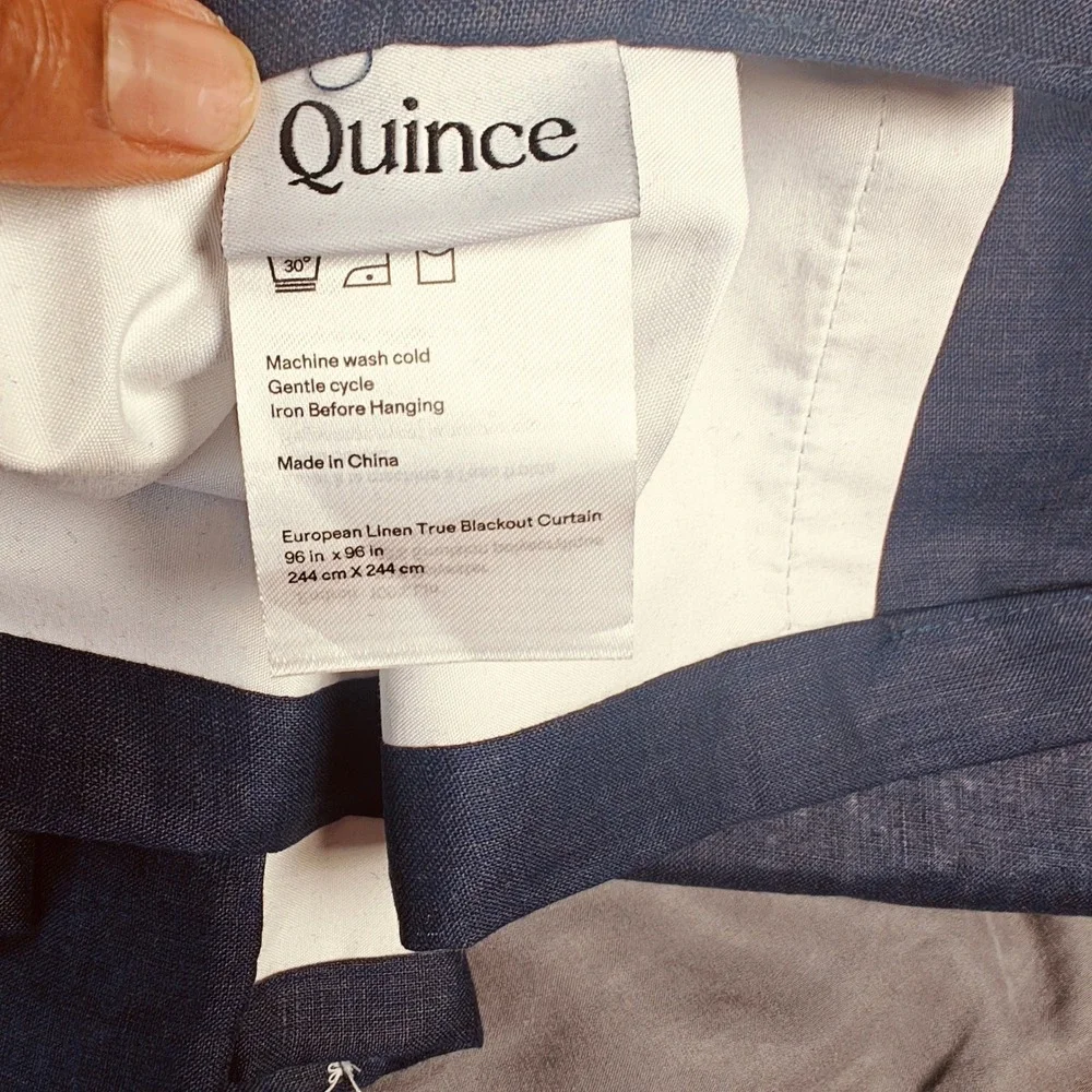 Quince European Linen True Blackout Curtain Navy Blue 96x96 Panel LB120031